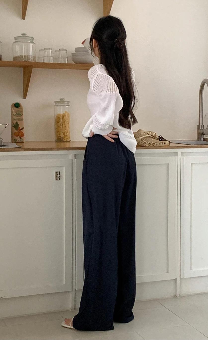 밴딩 시어서커 와이드 팬츠 새상품 4