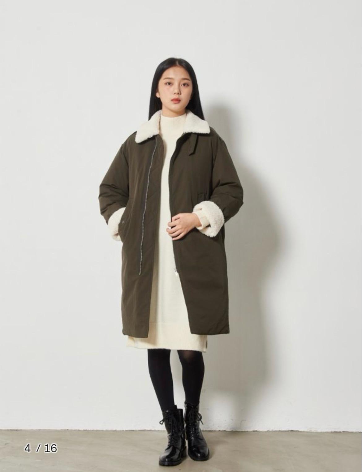 에잇세컨즈 부클 카라 카키 패딩 M 3