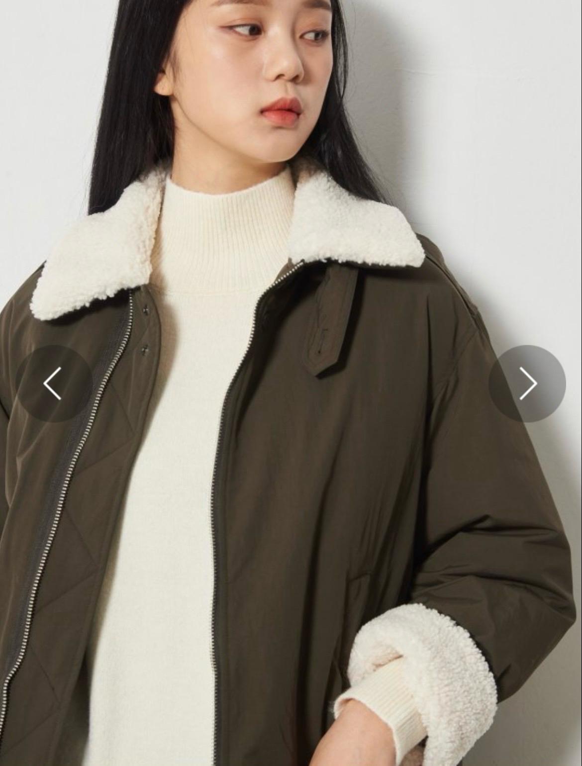에잇세컨즈 부클 카라 카키 패딩 M 5