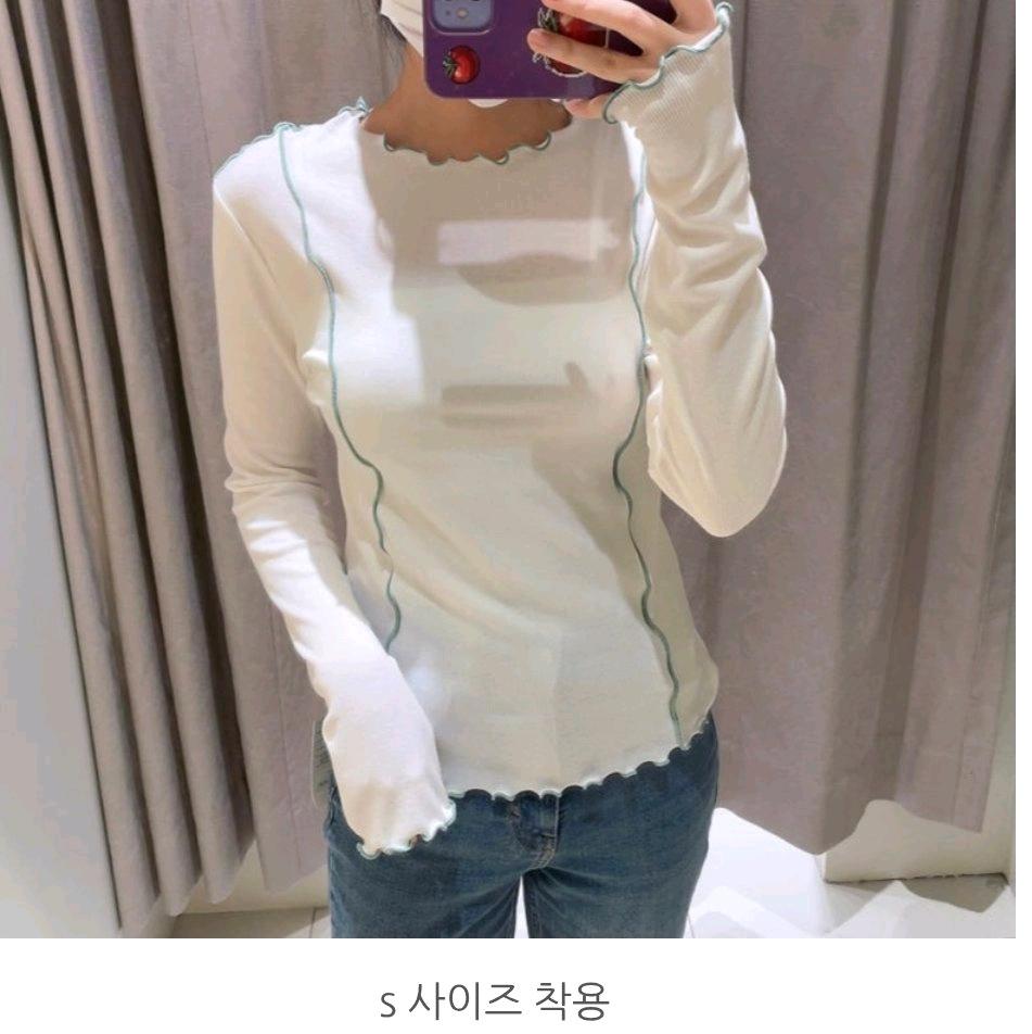 에잇세컨즈 골지끝단배색 티셔츠 새상품 가격인하  2