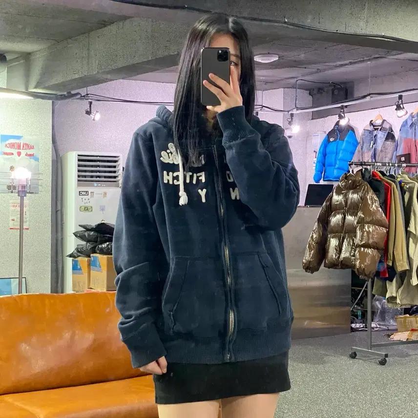 아베크롬비 스펠로고 네이비 후드집업 B4111 2