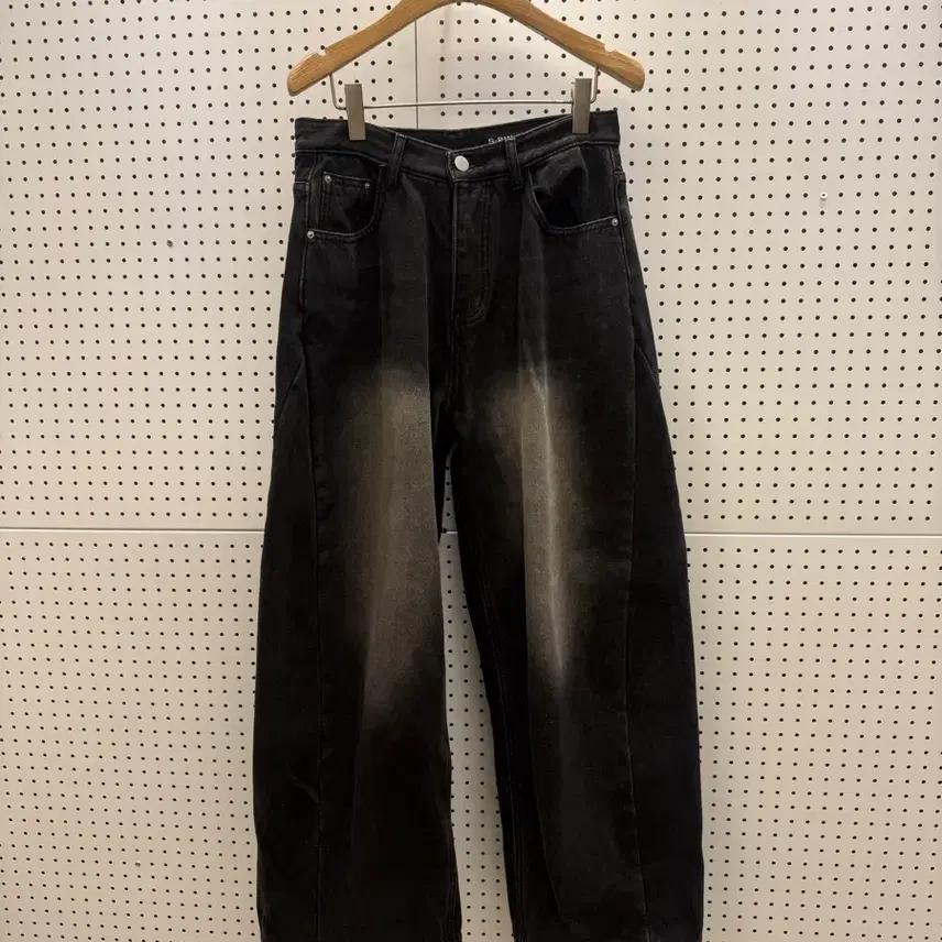 블랙 워싱 와이드 데님 팬츠 U732 4