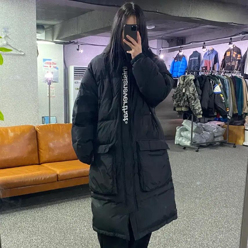 디스이즈네버댓 스펠아웃 빅로고 블랙 다운 롱패딩 B3690 2