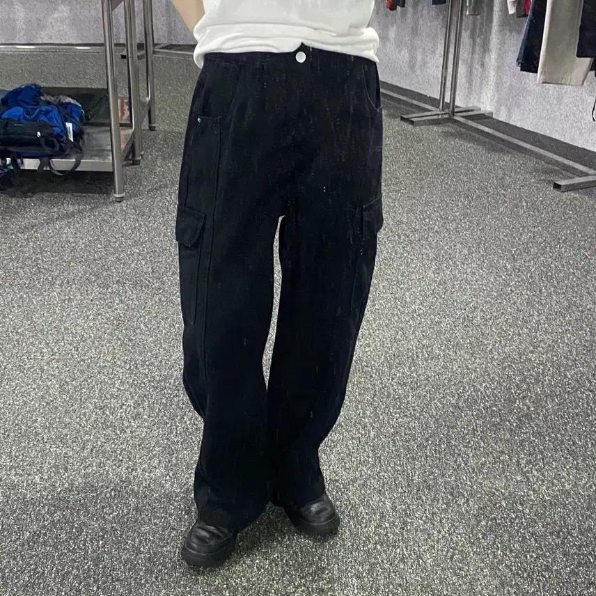 빈티지 블랙 와이드 카고팬츠 B1442 2