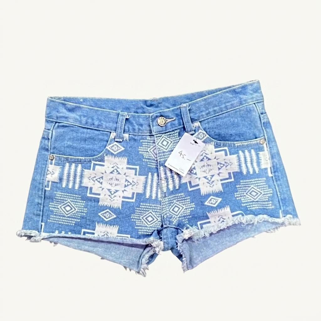 빈티지 인디 패턴 데님 숏팬츠 0781 1