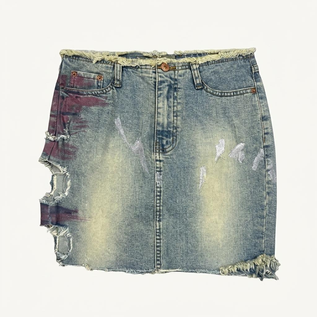 빈티지 데님 데미지 글로시 스커트 6891 1