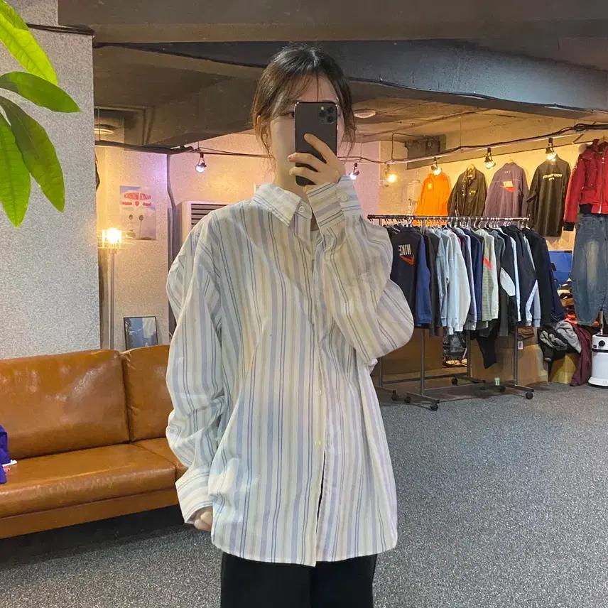 빈티지 노프라블럼 스트라이프 코튼 셔츠 0423 2