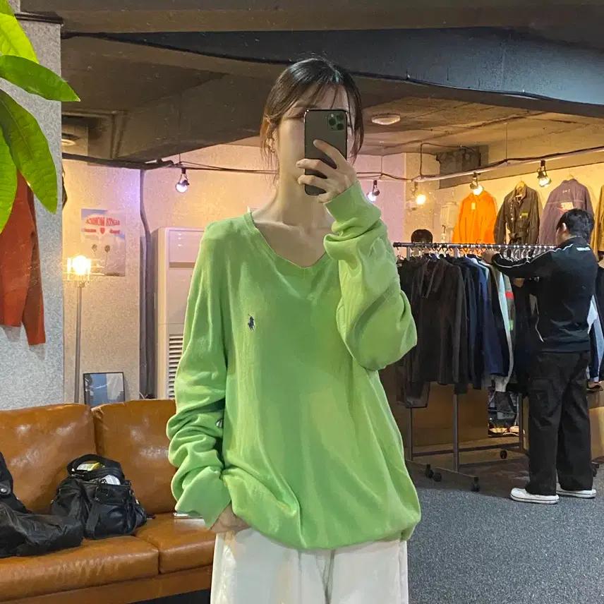 폴로 랄프로렌 그린 블랙 브이넥 니트 0382 2
