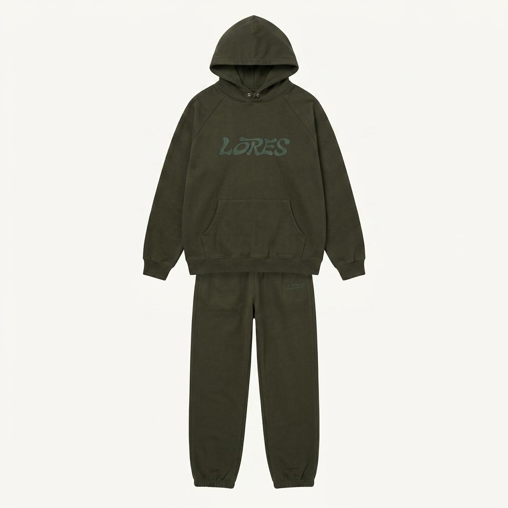 [로어즈 LORES] Haze Logo Sweat Pants - Dark Green 1