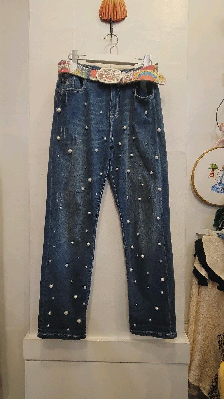 ESSENTIEL ANTWERP 진주큐빅 스판데님 2