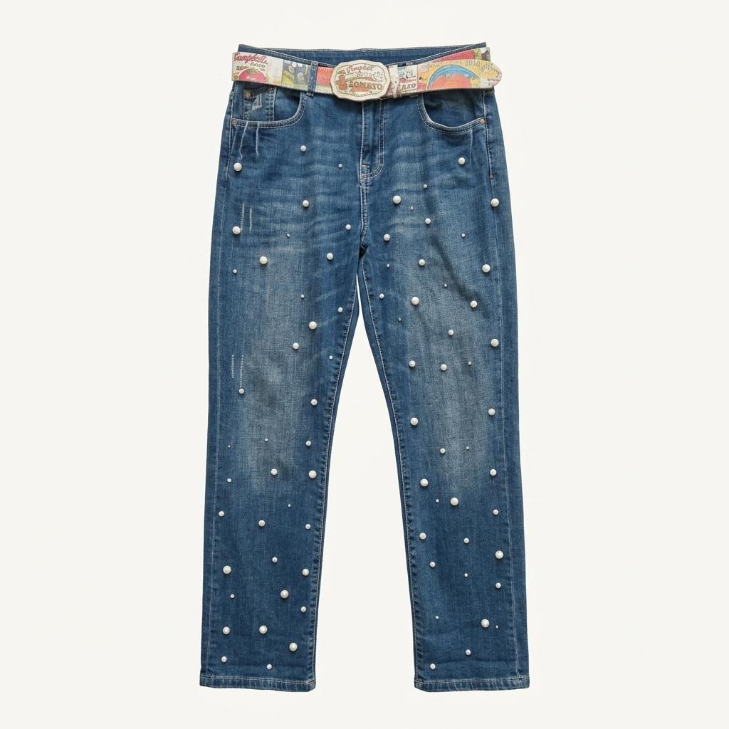 ESSENTIEL ANTWERP 진주큐빅 스판데님 1