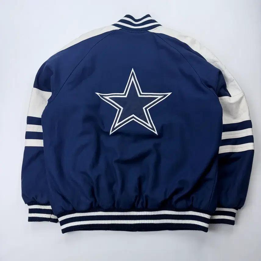 NFL 댈러스 카우보이스 가죽 배색 바시티 자켓 9
