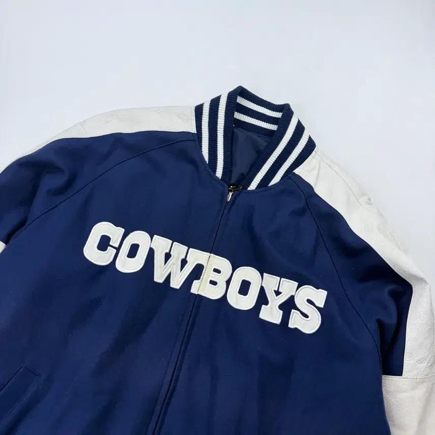 NFL 댈러스 카우보이스 가죽 배색 바시티 자켓 4