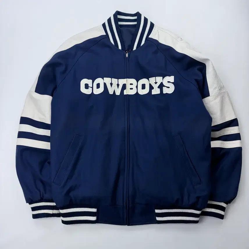 NFL 댈러스 카우보이스 가죽 배색 바시티 자켓 2