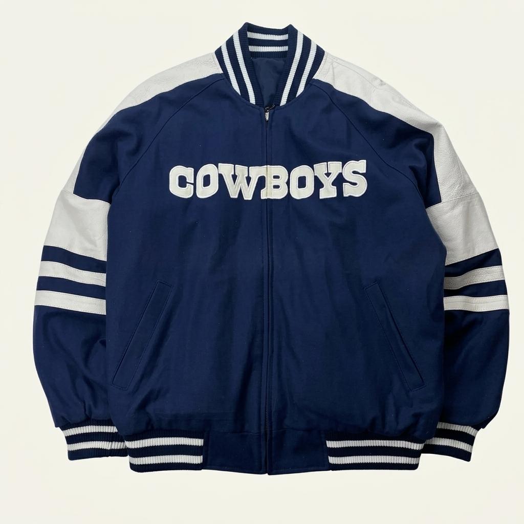 NFL 댈러스 카우보이스 가죽 배색 바시티 자켓 1