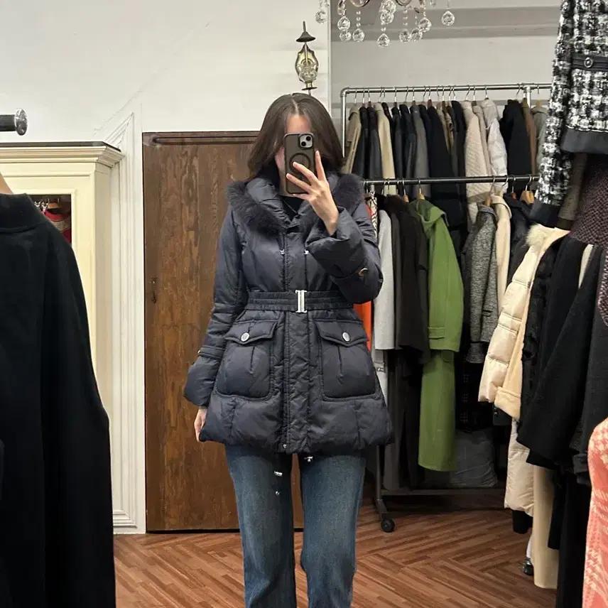 꾸레쥬 정품 네이비 덕다운 패딩 9
