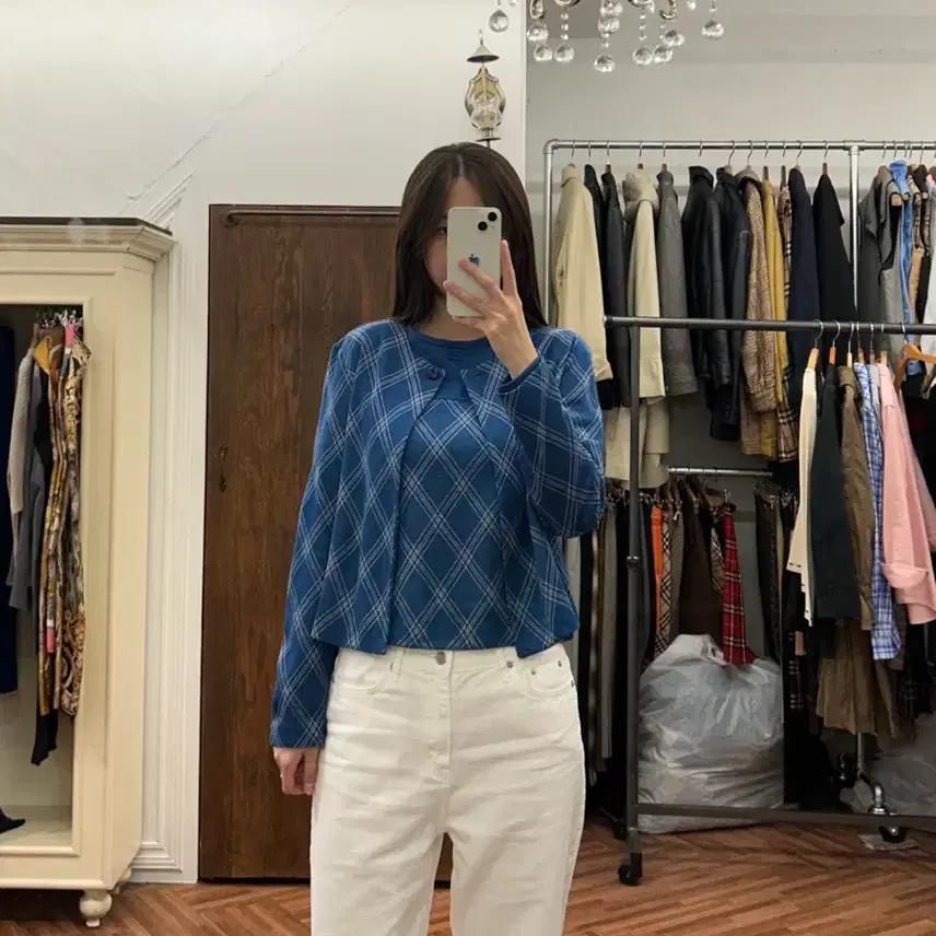 꾸레쥬 정품 블루 티셔츠/가디건 앙상블 10