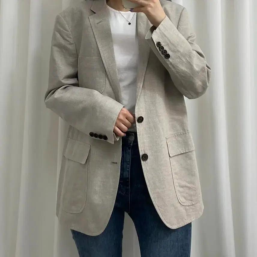 버버리 정품 그레이 잔체크 오버핏 자켓 10
