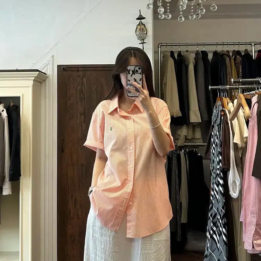 랄프로렌 정품 오렌지 스트라이프 반팔셔츠 6
