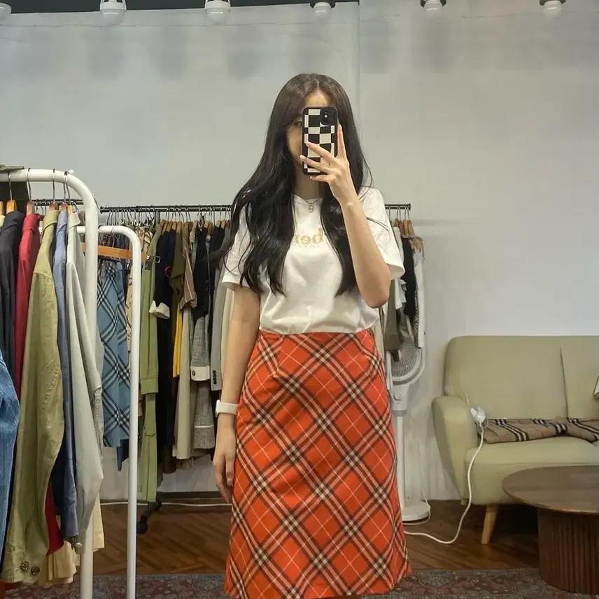 버버리 정품 다홍 스커트 5