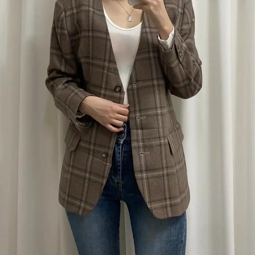 빈티지 울90 노카라자켓 10