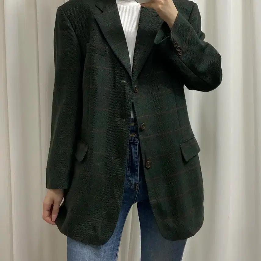 닥스 정품 진카키 체크 오버핏자켓 9