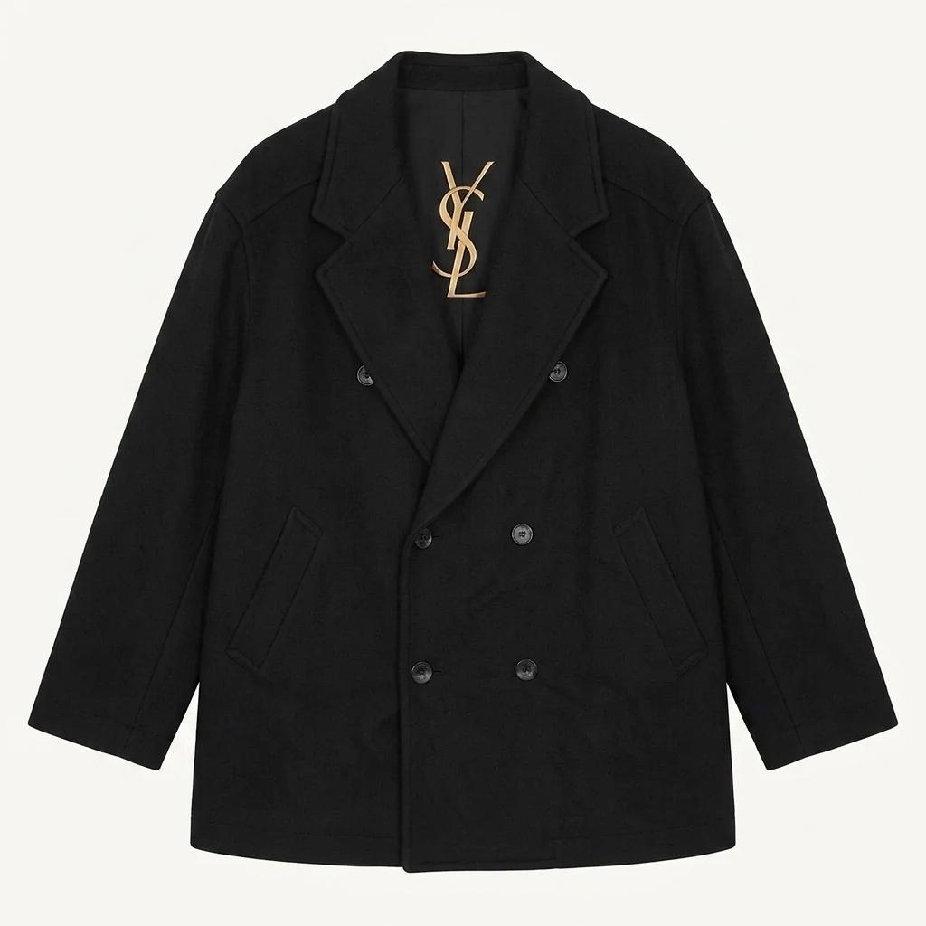 90s YSL 입생로랑 블랙 울 캐시미어 혼방 숏 코트 2934 1