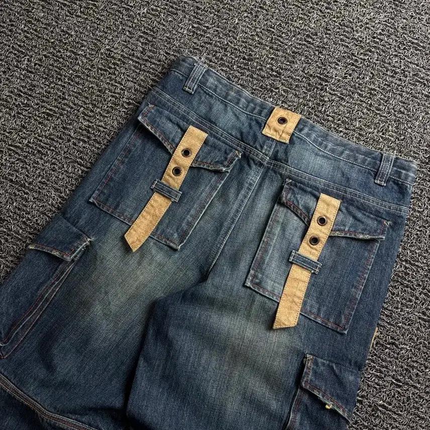 00s y2k 빈티지 퍼티그 카고 데님 팬츠 1477 7
