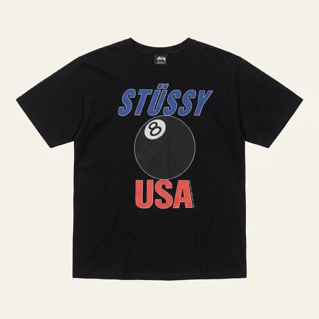스투시 USA 피그먼트 타이드 에잇볼 빅로고 티셔츠 819 1