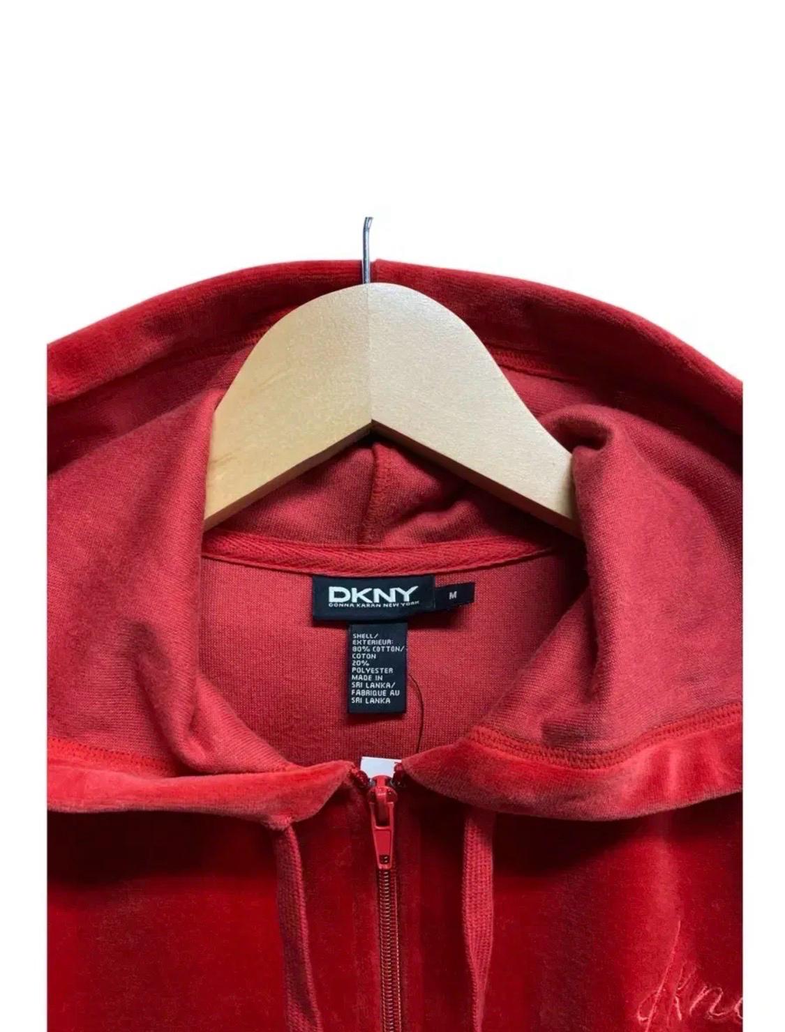 DKNY 레드 벨벳 집업 후디 M 6