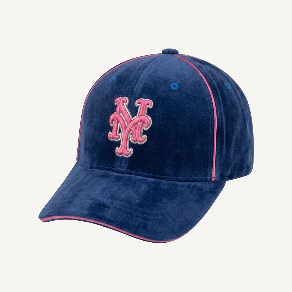 00s MLB 올드스쿨 뉴욕 메츠 벨벳 베이스볼 캡 1