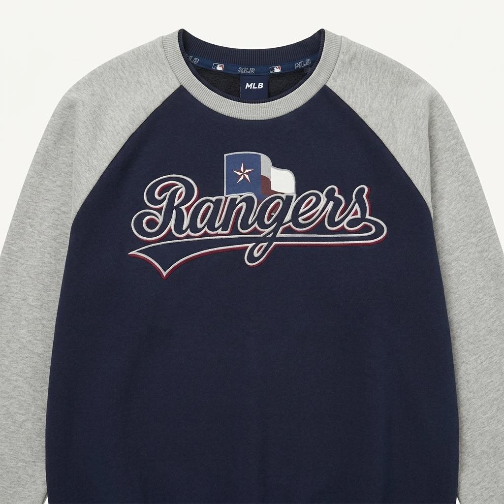 00s MLB 올드스쿨 텍사스 레인저스 바시티 스웻 셔츠 1