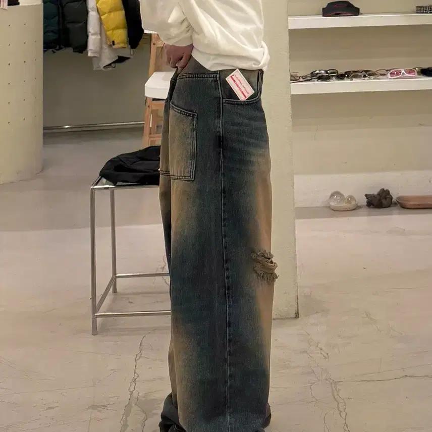 빈티지 워싱 데미지 와이드 데님 팬츠 U882 3