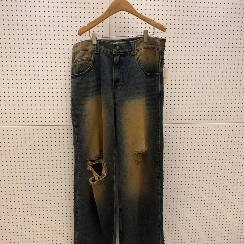빈티지 워싱 데미지 와이드 데님 팬츠 U882 4