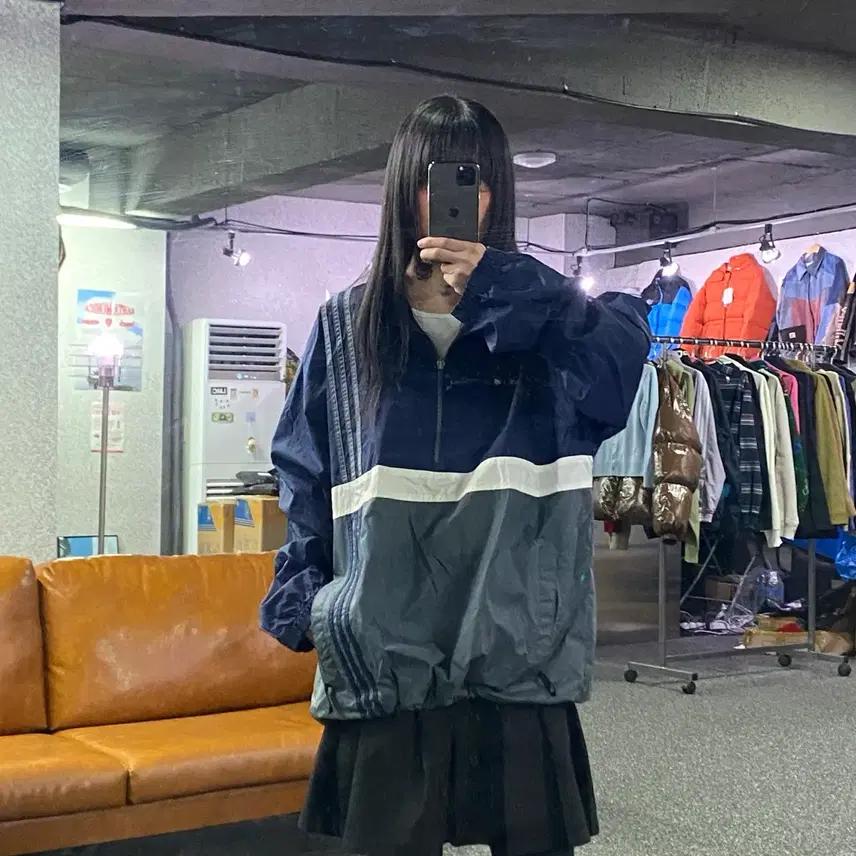 아디다스 올드스쿨 배색 반집업 아노락 자켓  B4150 2