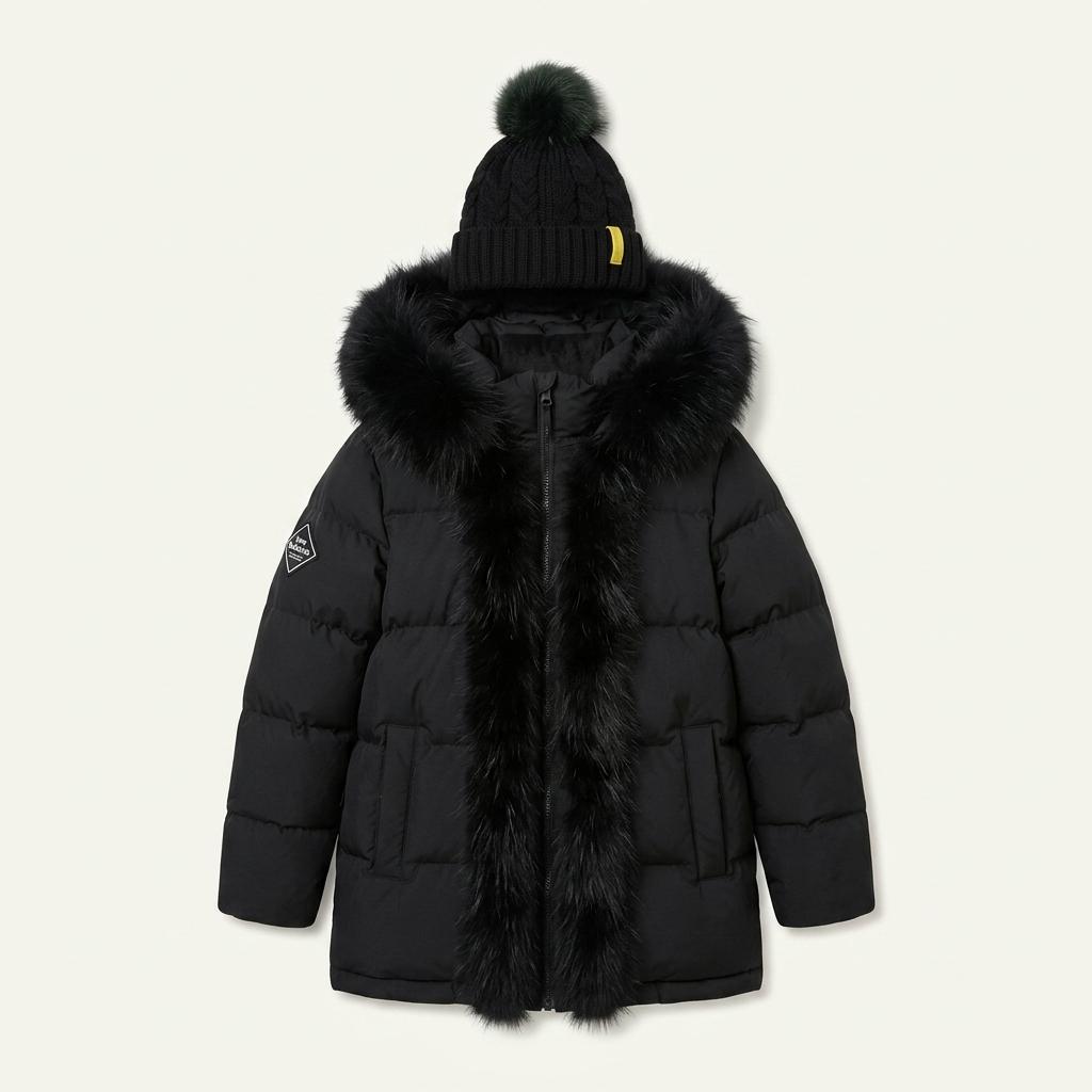 뉴발란스풀세트 패딩120+라쿤털비니+부츠175 1