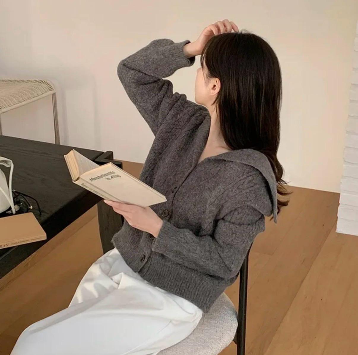 아뜨랑스 세일러 가디건 차콜 4