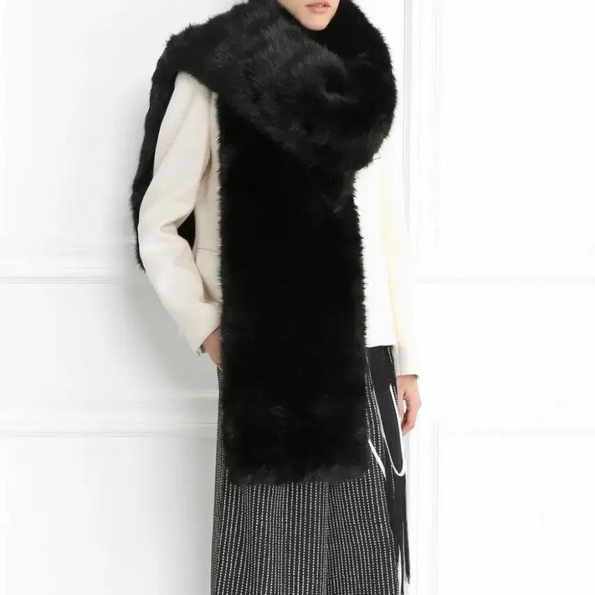 [M52] CARVEN 인조 모피 머플러 블랙 5