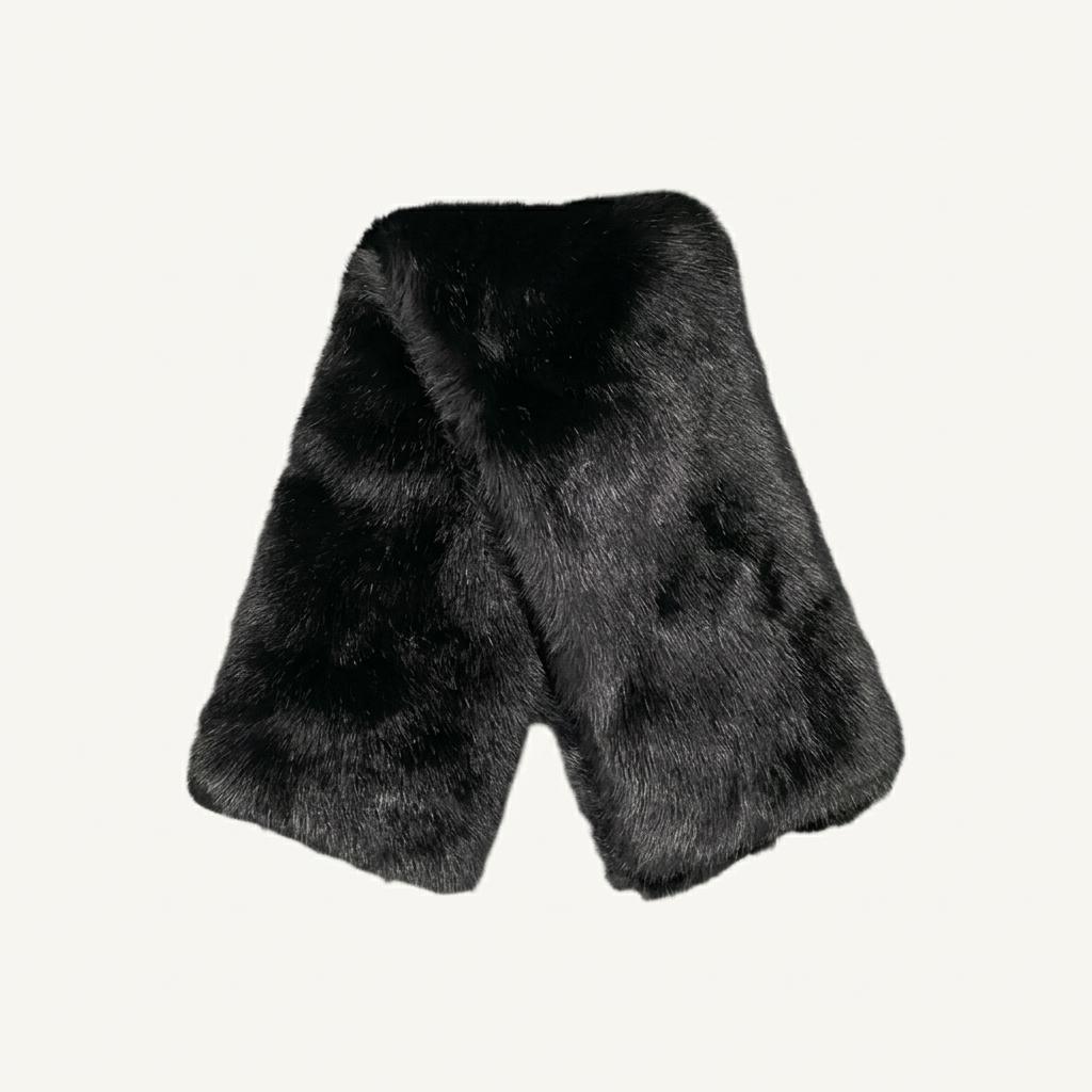[M52] CARVEN 인조 모피 머플러 블랙 1
