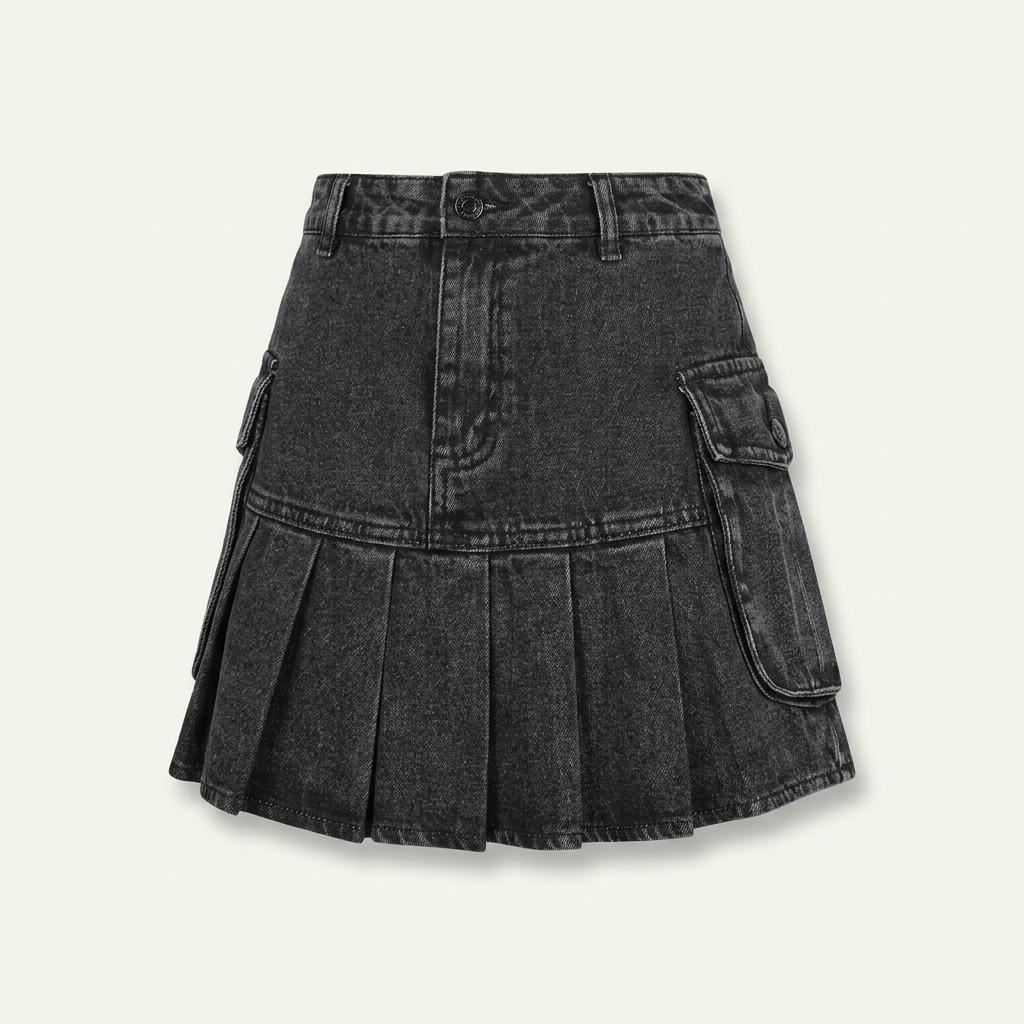 카고 플리츠 데님 스커트 M