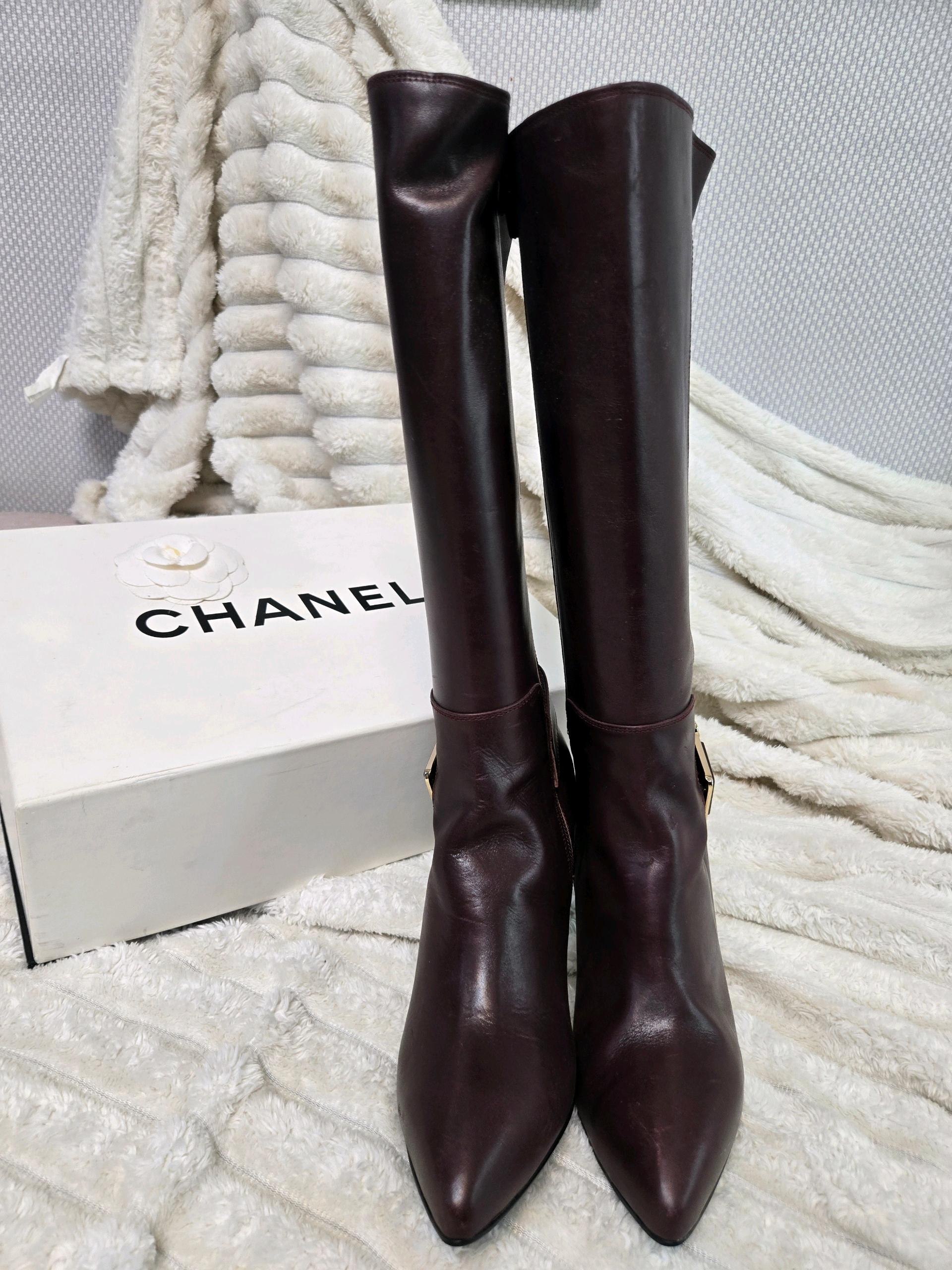 미소페 와인색 롱부츠 8cm 245 2