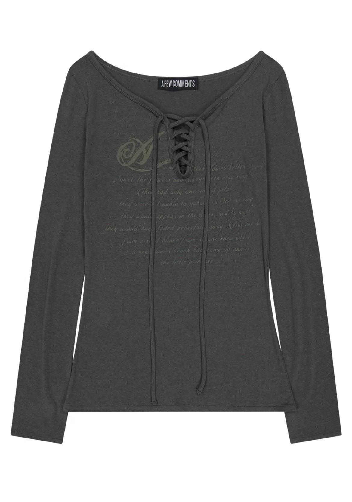 Pale printed lace-up long sleeve top 2