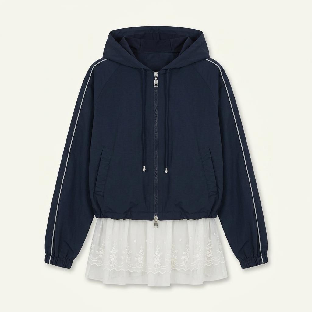 마가린 핑거스 LACE HOODIE ANORAK (DARK NAVY) 아노락 바람막이 1