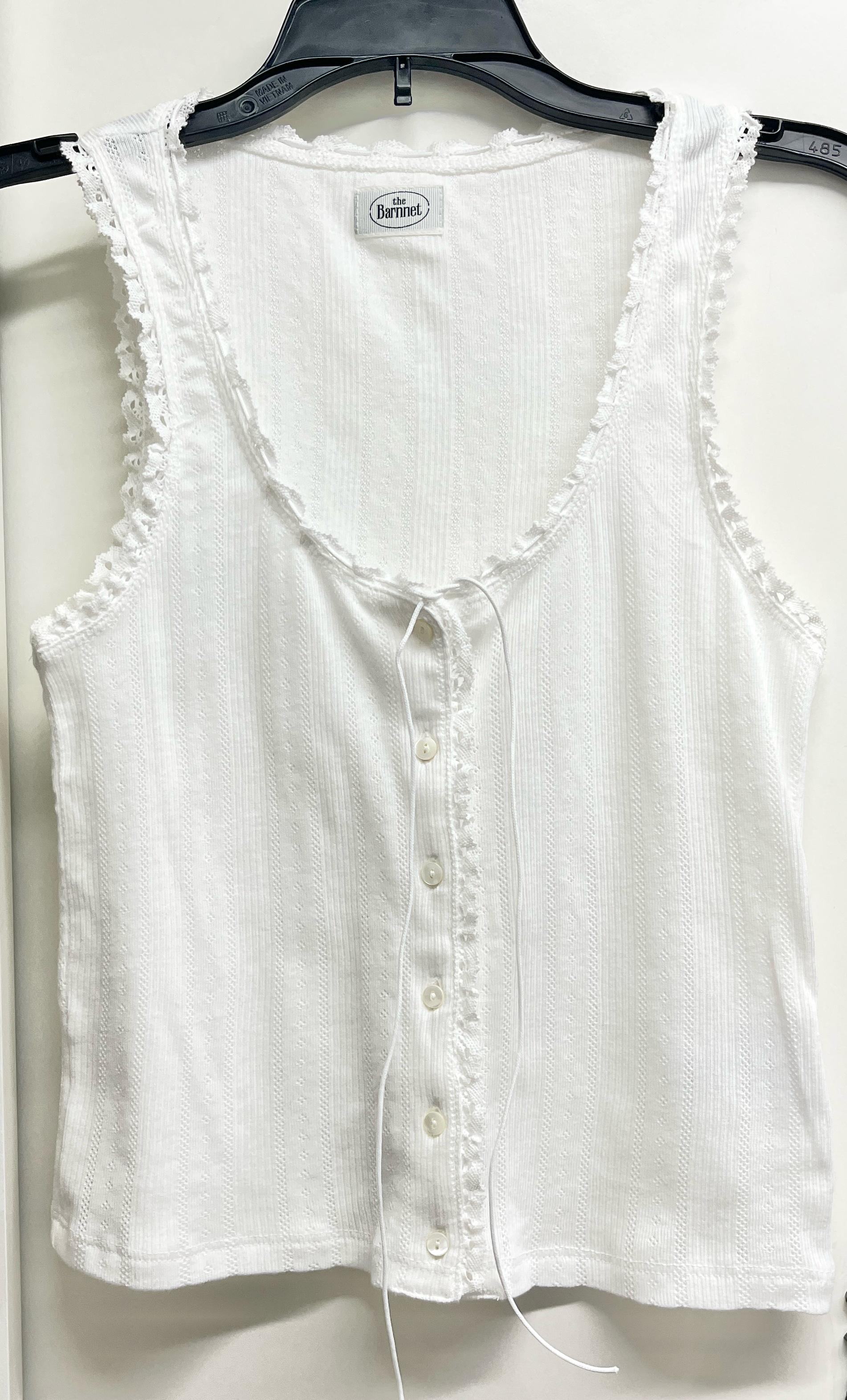 더바넷 Ravioli Lace-Trim Tank Top_White 3