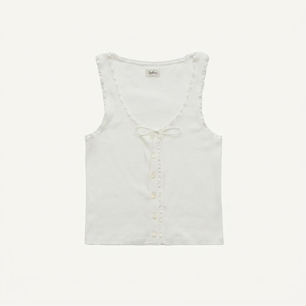 더바넷 Ravioli Lace-Trim Tank Top_White