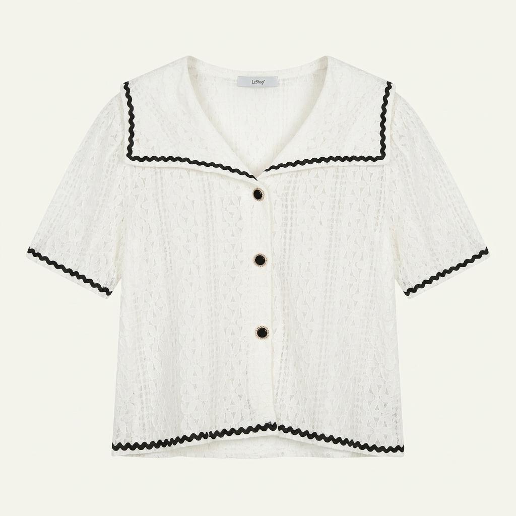 LeShop 흰색 레이스 블라우스 ● 44사이즈 또는 쥬니어용 추천 ● 1