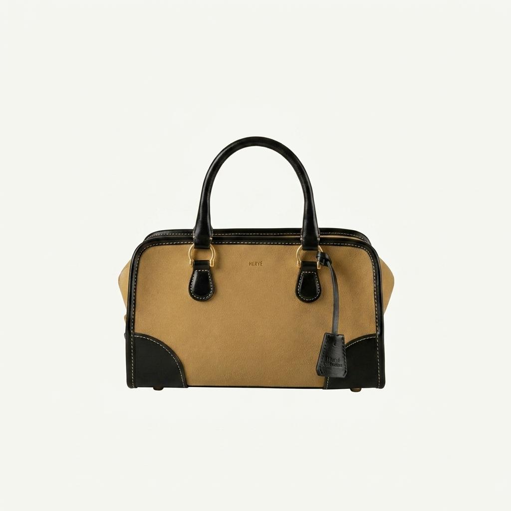 HERVÉ Barre Bag  에르베 스웨이드 베이지 토트백 1