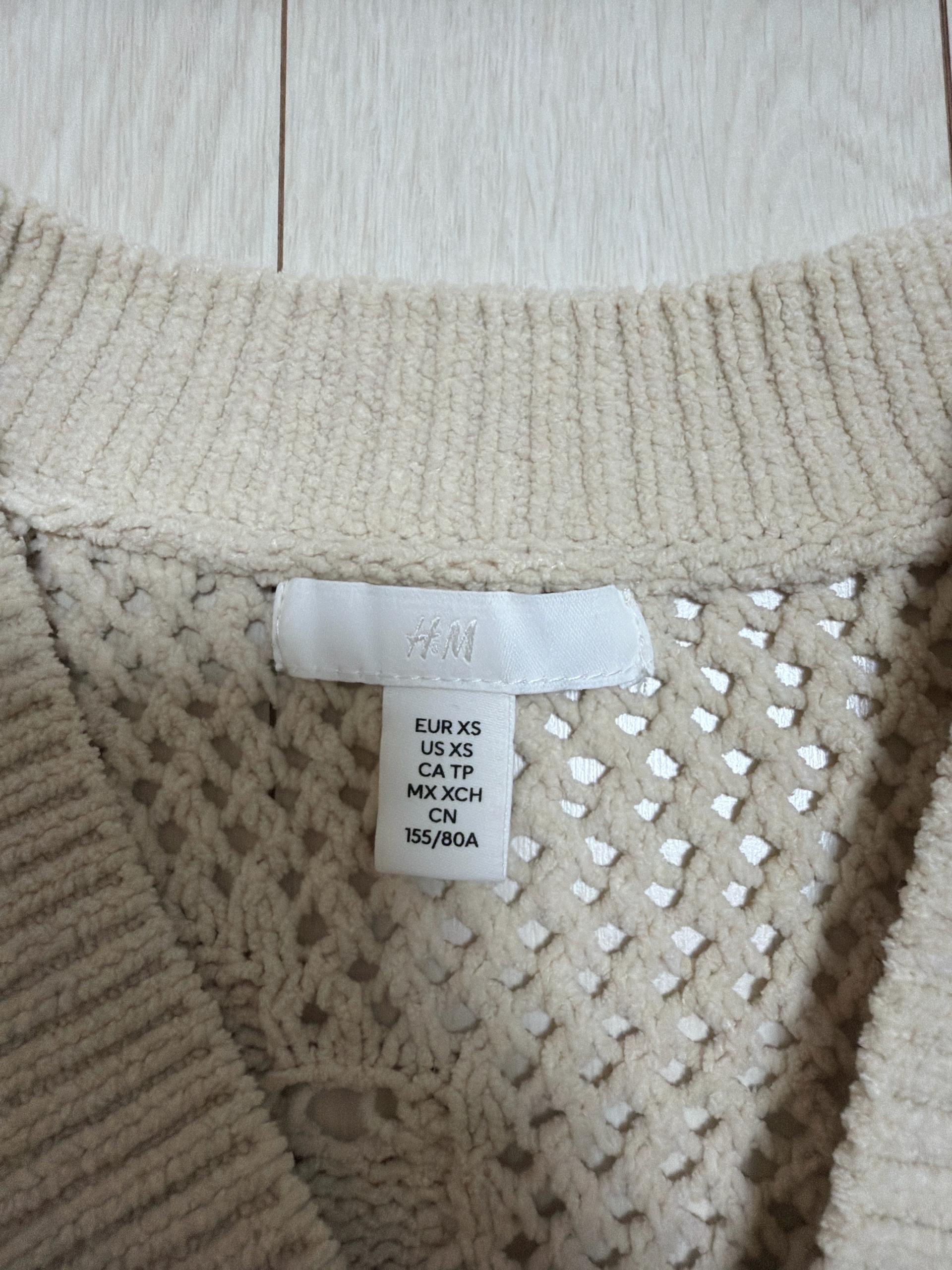 H&M 베이지 크로쉐 반팔 니트 XS 4