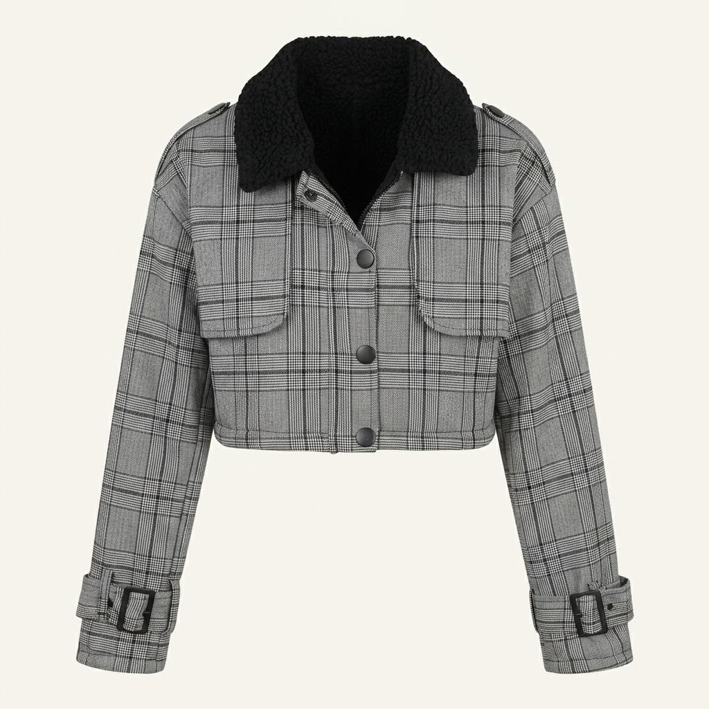 Missguided 체크 크롭무스탕자켓 1