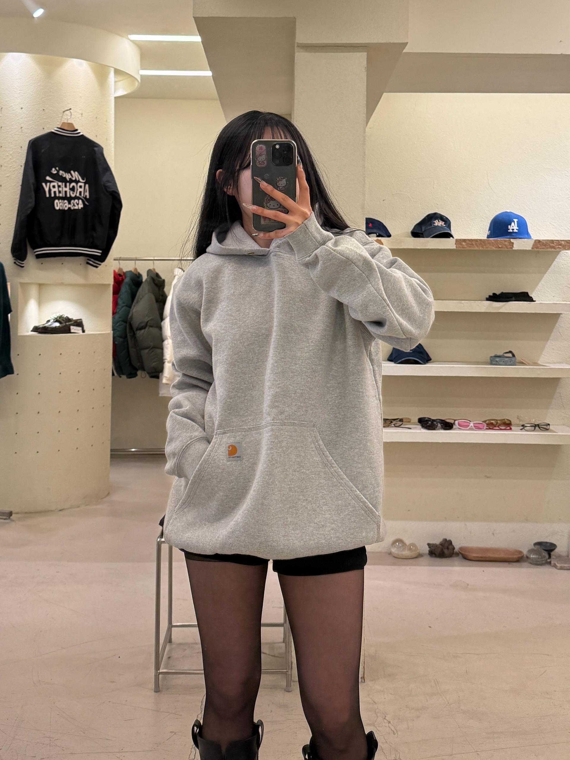 칼하트 로고 패치 후드티 그레이 U977 2